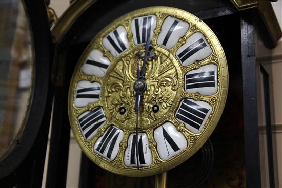 A 19th century French ormolu mounted red boulle wall clock, H.4ft 7in.